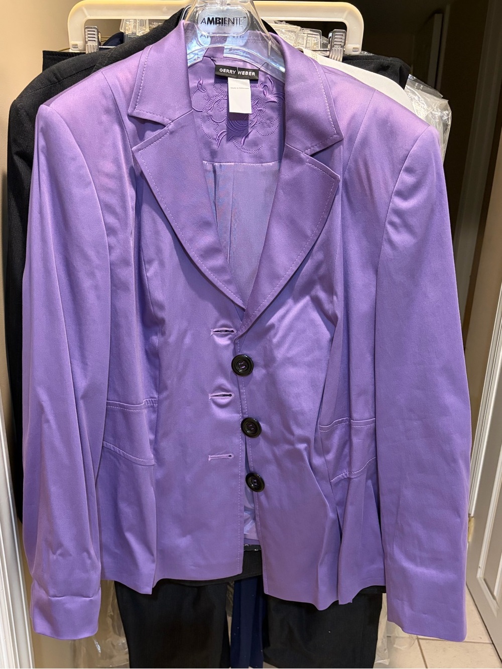 Purple Blazer, three button closure